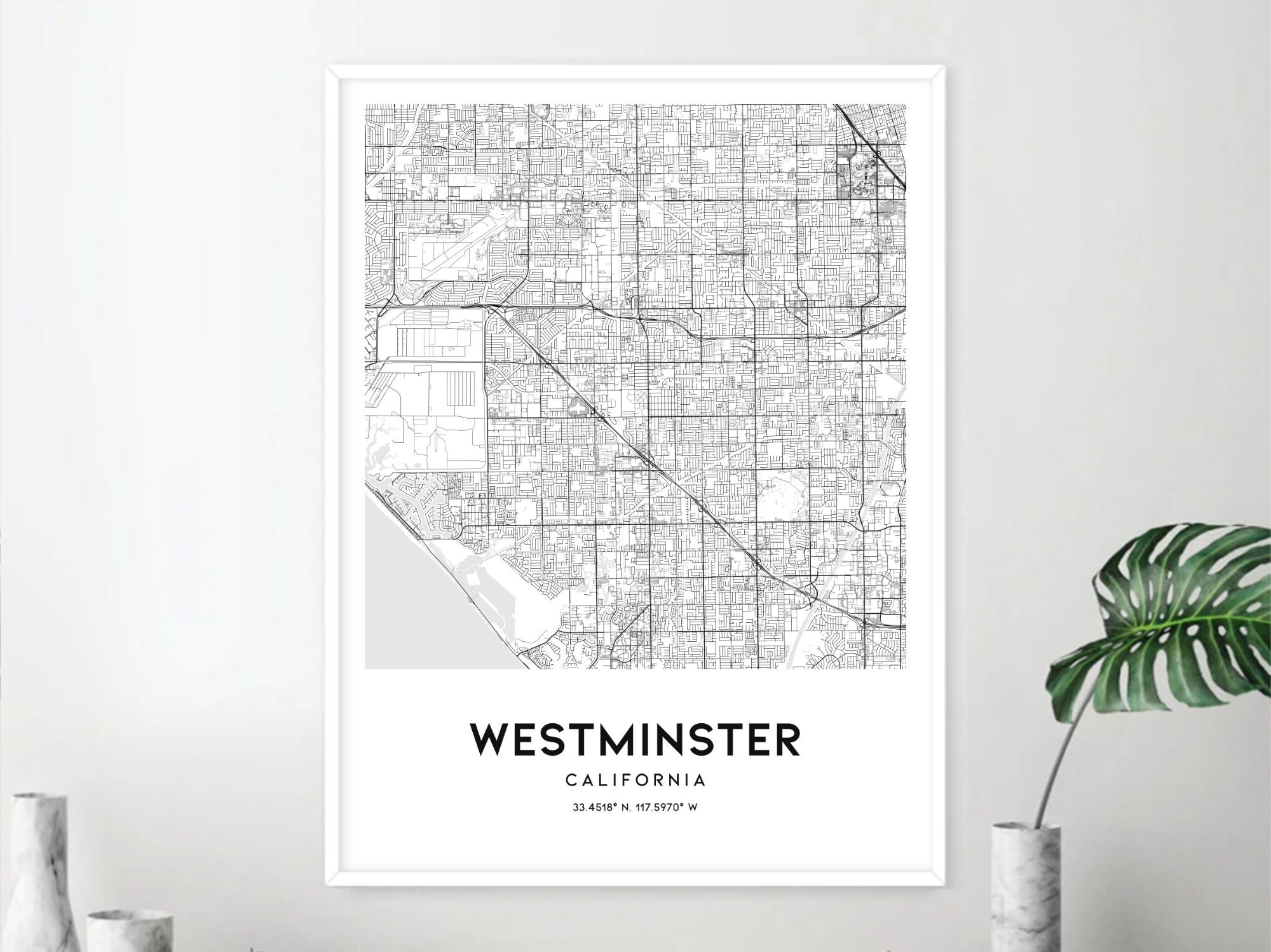 Westminster Map Print, Westminster Map Poster Wall Art, Ca City Map ...