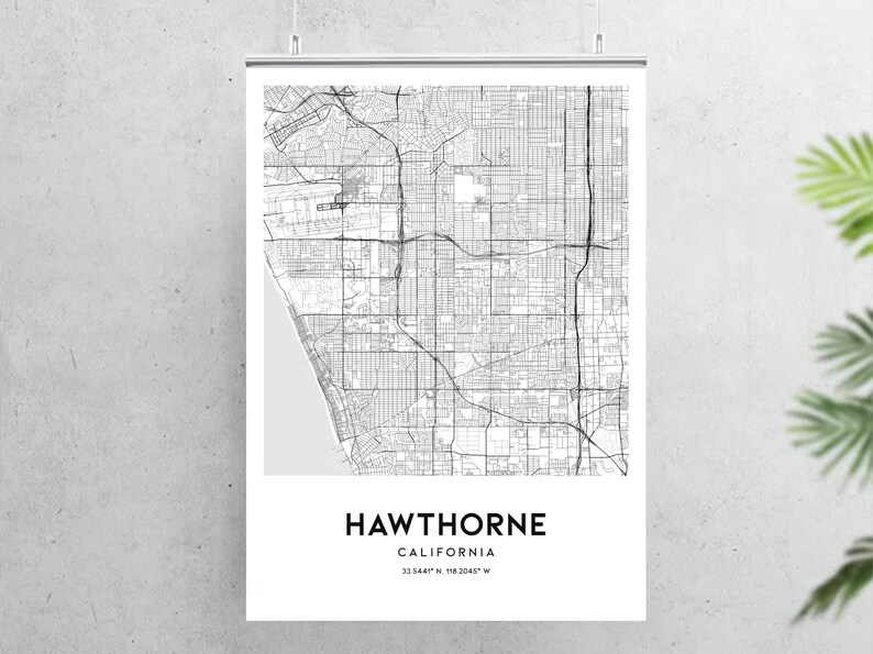 Hawthorne Map Print Hawthorne Map Poster Wall Art Ca City Etsy