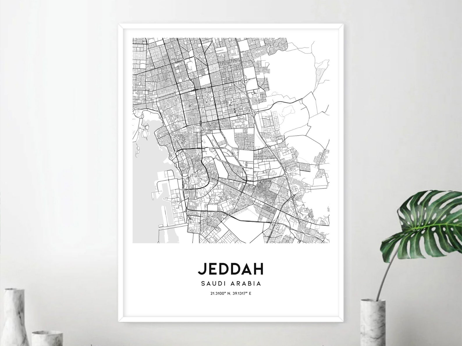 Jeddah Map Print, Jeddah Map Poster Wall Art, Jeddah City Map, Jeddah