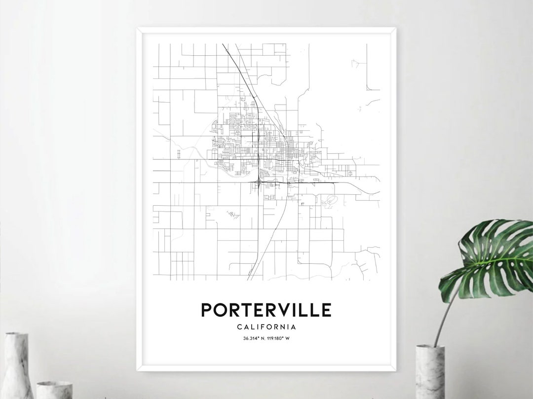 Porterville Map Print Porterville Map Poster Wall Art Ca - Etsy