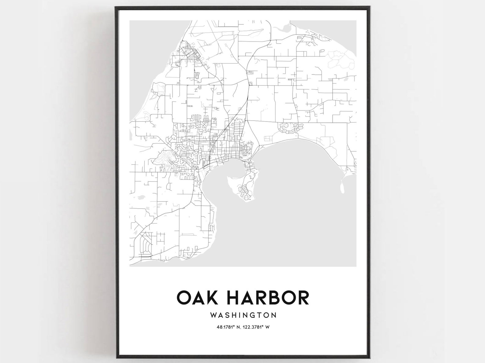 Oak Harbor Map Print Oak Harbor Map Poster Wall Art Wa City  Etsy