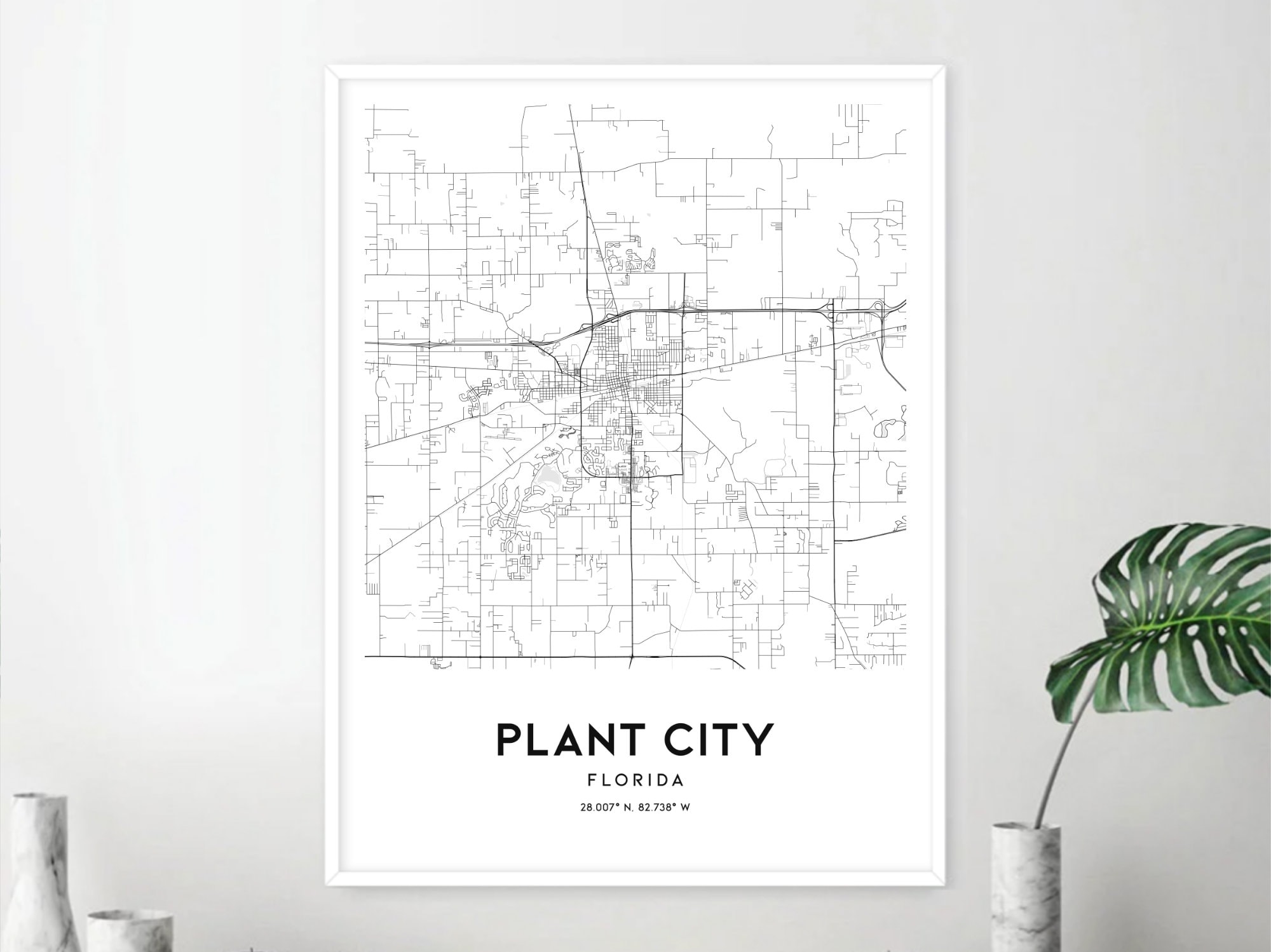 Plant City Map Print, Plant City Map Poster Wall Art, Fl City Map