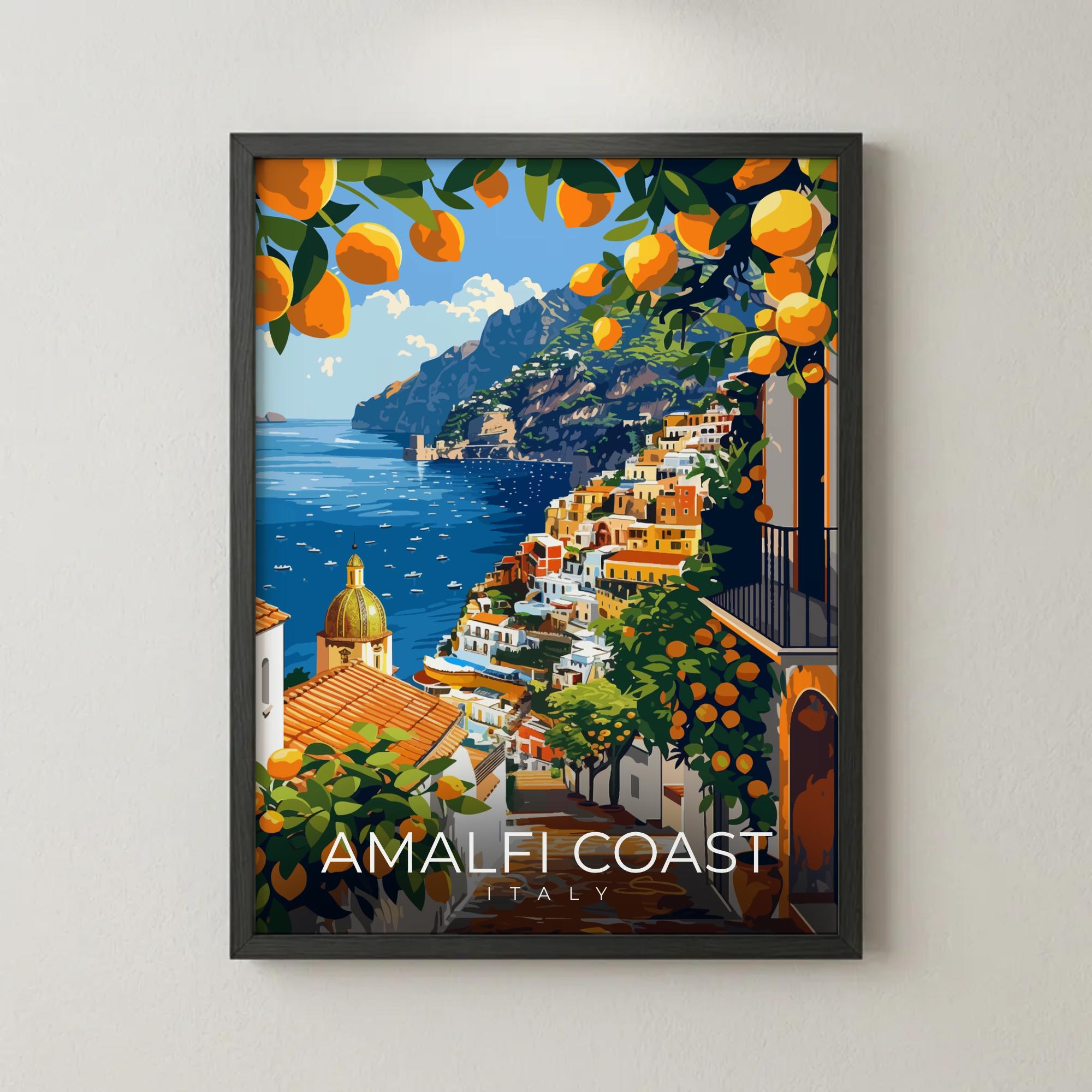 Amalfi Coast Print Italy Travel Wall Art Cliffside Village