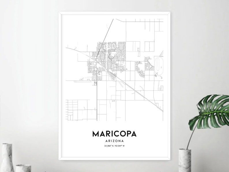 Maricopa Map Print, Maricopa Map Poster Wall Art, Az City Map, Arizona ...