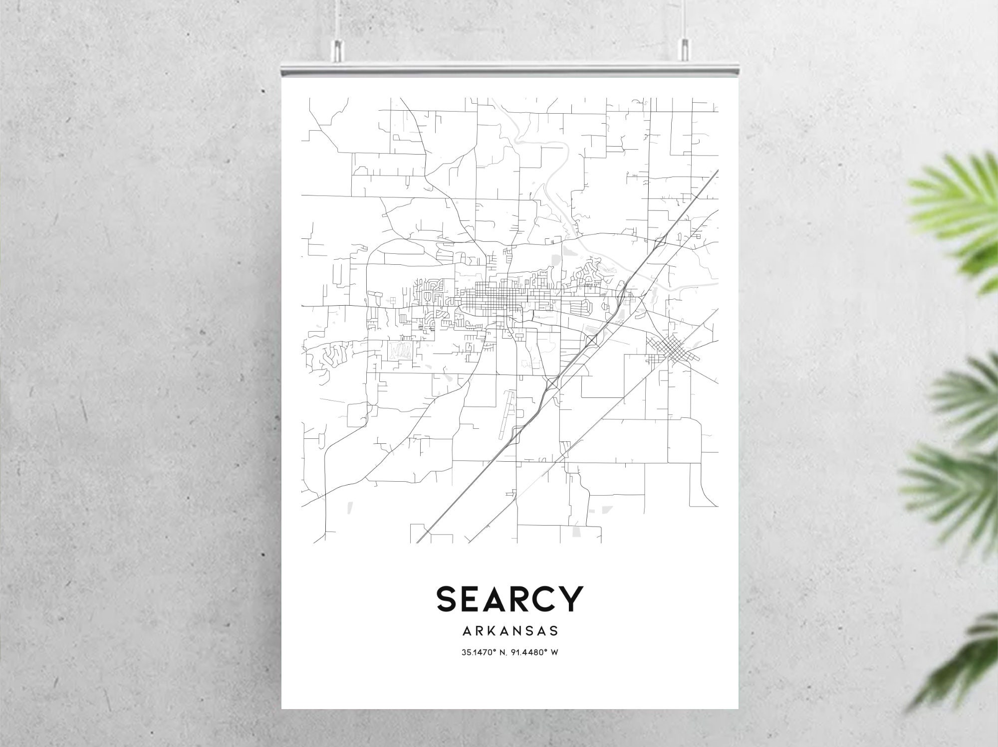 Searcy Map Print Searcy Map Poster Wall Art Ar City Map | Etsy