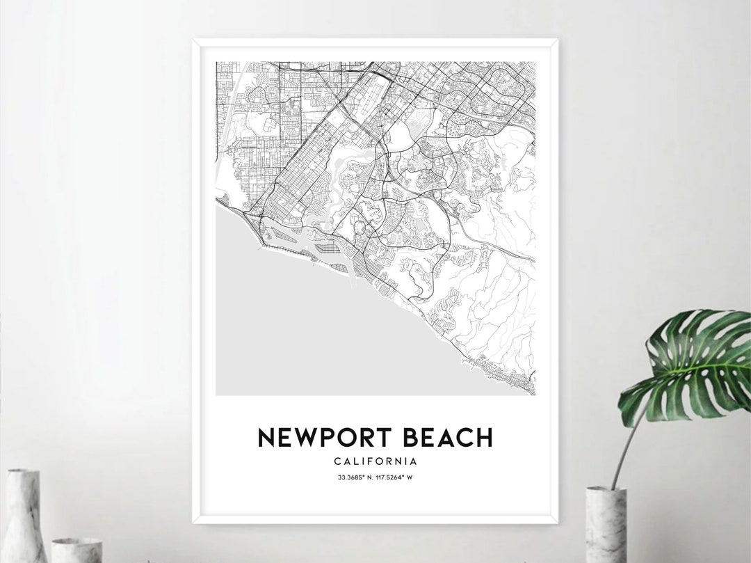 Newport Beach Map Print, Newport Beach Map Poster Wall Art, Ca City Map ...