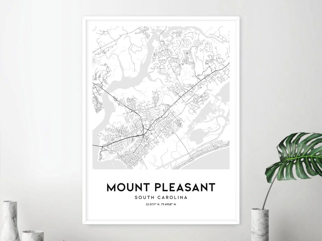 Mount Pleasant Map Print, Mount Pleasant Map Poster Wall Art, Sc City Map, South Carolina Print ...