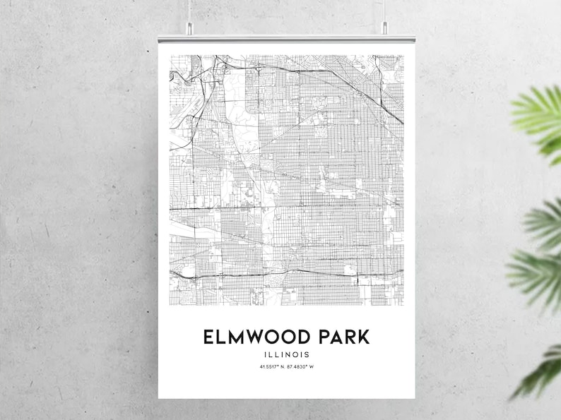 Elmwood Park Map Print Elmwood Park Map Poster Wall Art Il Etsy