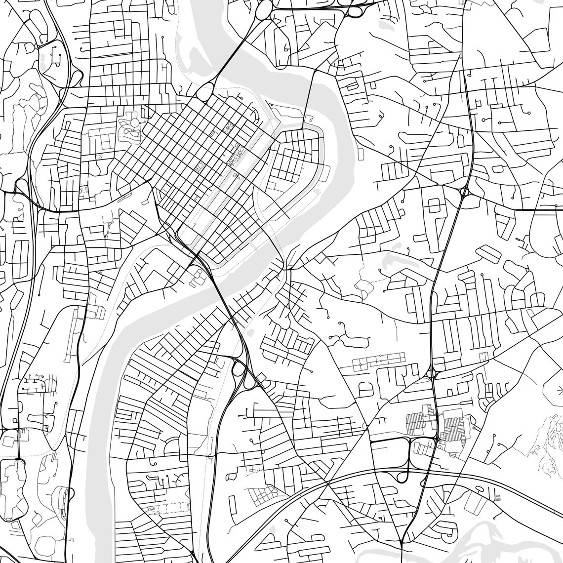 Chicopee Map Print, Chicopee Map Poster Wall Art, Ma City Map