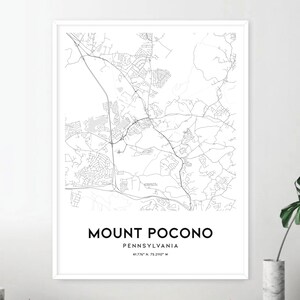 Mount Pocono Map Print, Mount Pocono Map Poster Wall Art, Pa City Map ...