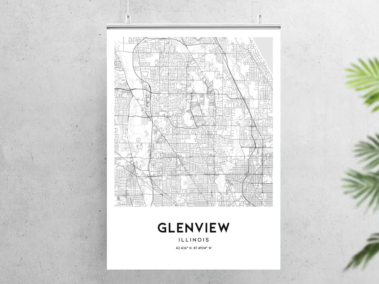 Glenview Map Print Glenview Map Poster Wall Art Il City Etsy