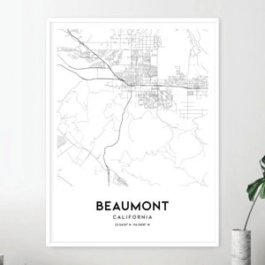Beaumont Map Print, Beaumont Map Poster Wall Art, Ca City Map, California Print Street Map Decor ...