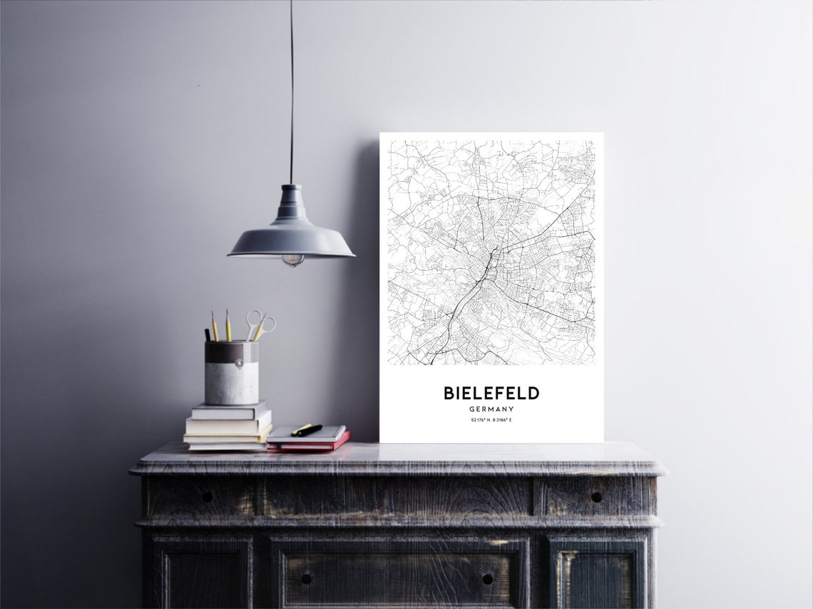 Bielefeld Karte Druck Bielefeld Karte Poster Wandkunst - Etsy.de