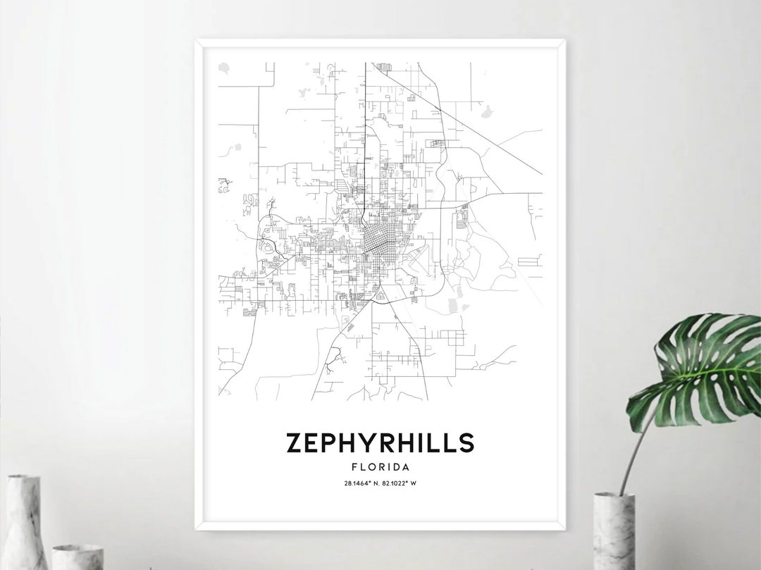 Zephyrhills Map Print, Zephyrhills Map Poster Wall Art, Fl City Map