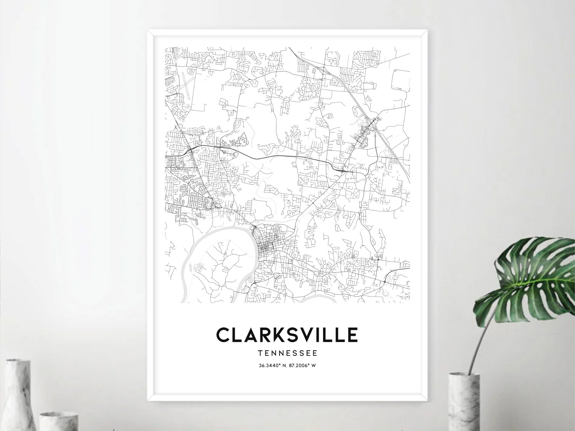 Clarksville Map Print, Clarksville Map Poster Wall Art, Tn City Map ...