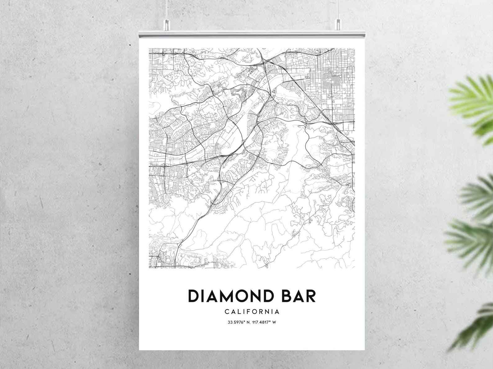 Diamond Bar Map Print Diamond Bar Map Poster Wall Art Ca | Etsy