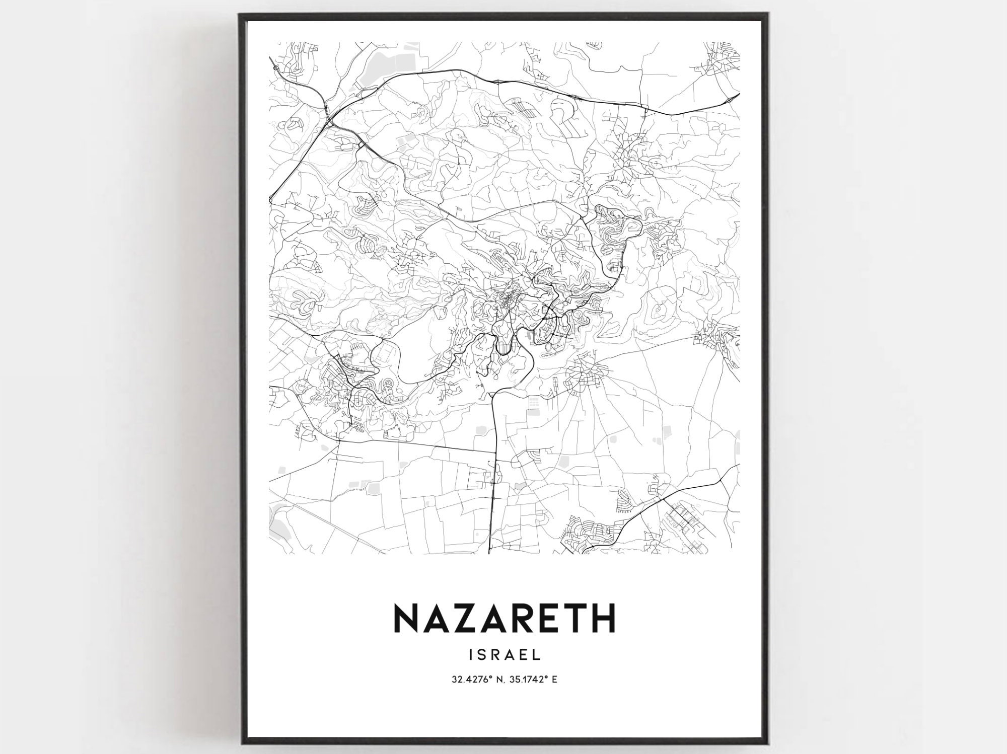 Nazareth Map Print Nazareth Map Poster Wall Art Nazareth | Etsy