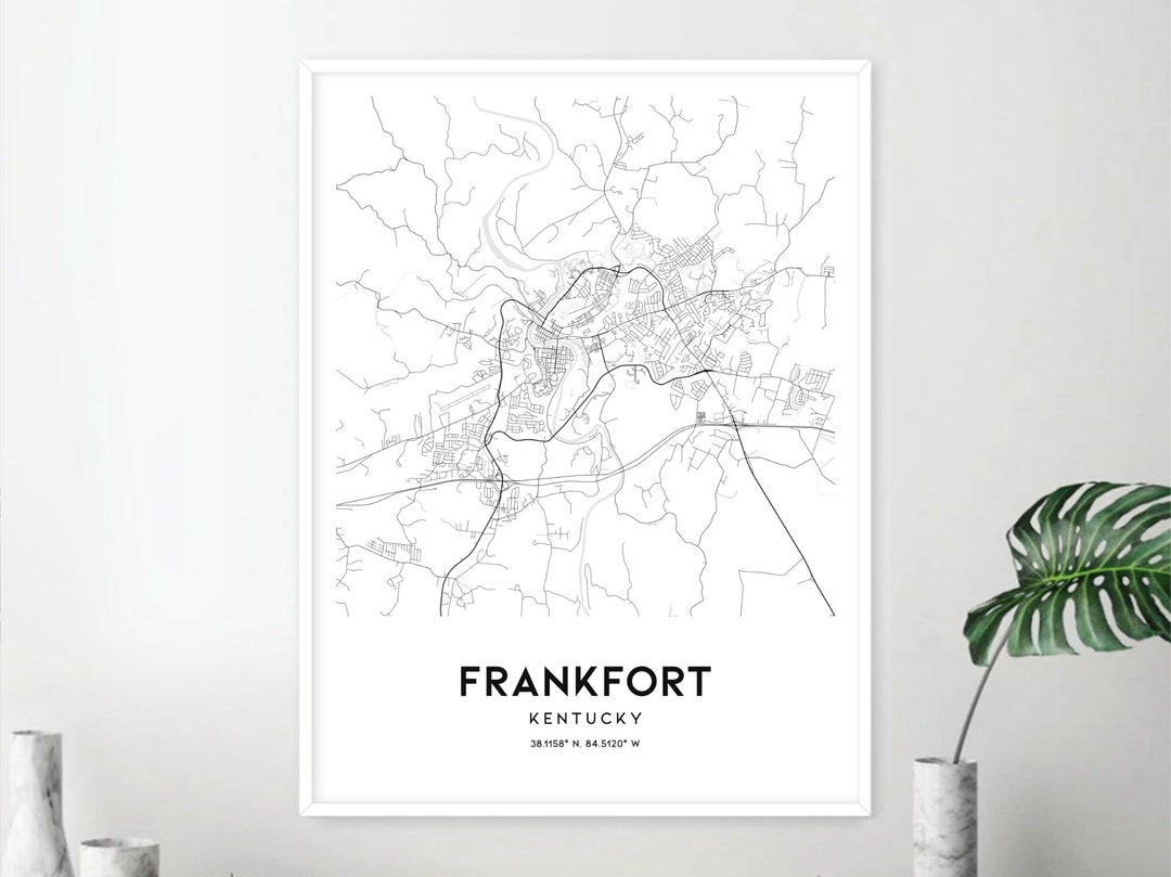 Frankfort Map Print, Frankfort Map Poster Wall Art, Ky City Map