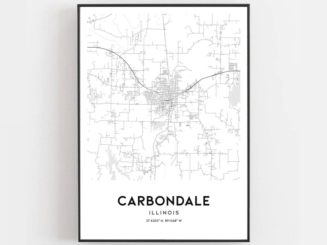 Carbondale Map Print Carbondale Map Poster Wall Art Il City Etsy