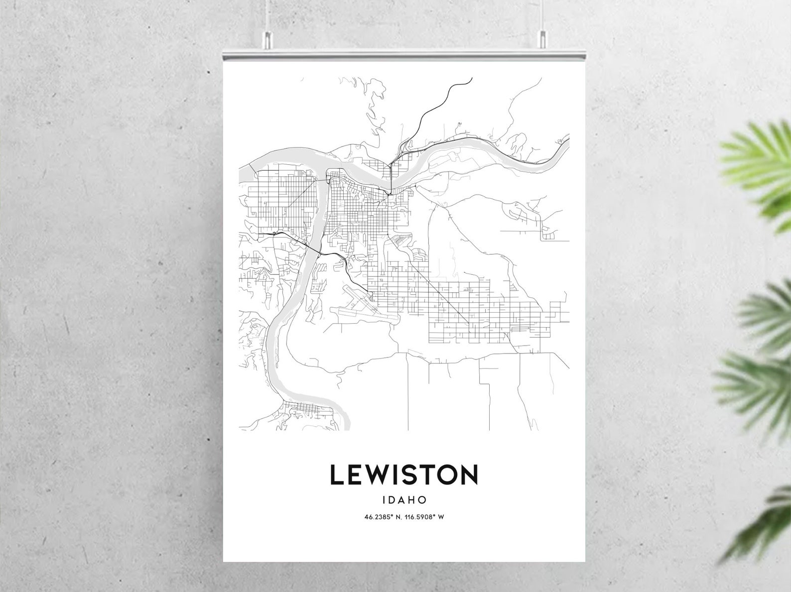 Lewiston Map Print Lewiston Map Poster Wall Art Id City | Etsy