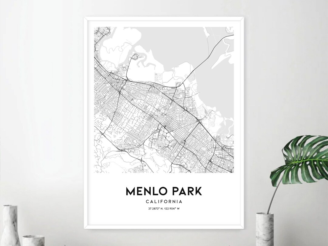 Menlo Park Map Print, Menlo Park Map Poster Wall Art, Ca City Map