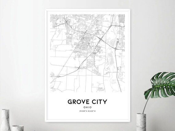 Grove City Map Print Grove City Map Poster Wall Art Oh City | Etsy