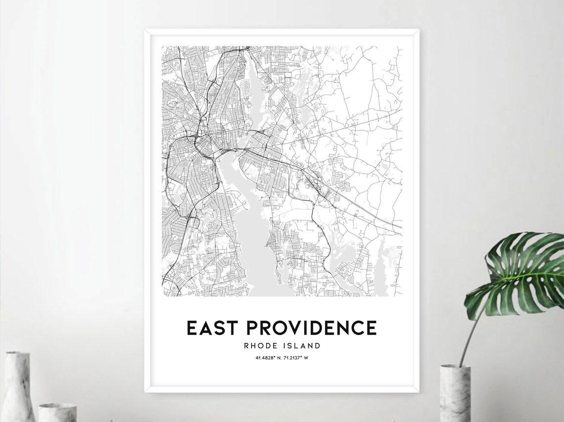 East Providence Map Print, East Providence Map Poster Wall Art, Ri City