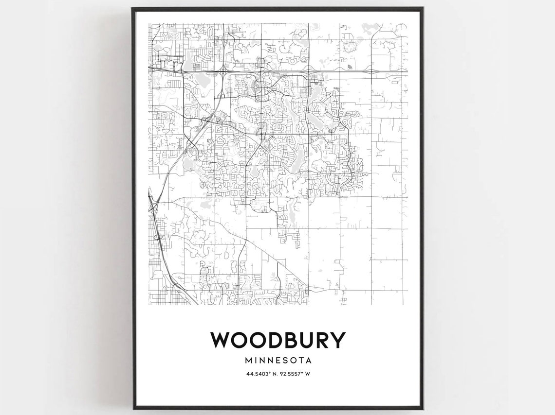 Woodbury Map Print Woodbury Map Poster Wall Art Mn City Map | Etsy
