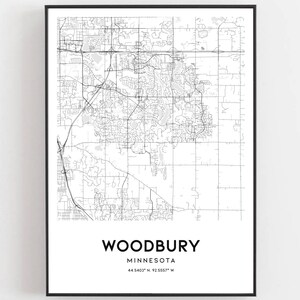Woodbury Map Print Woodbury Map Poster Wall Art Mn City Map | Etsy