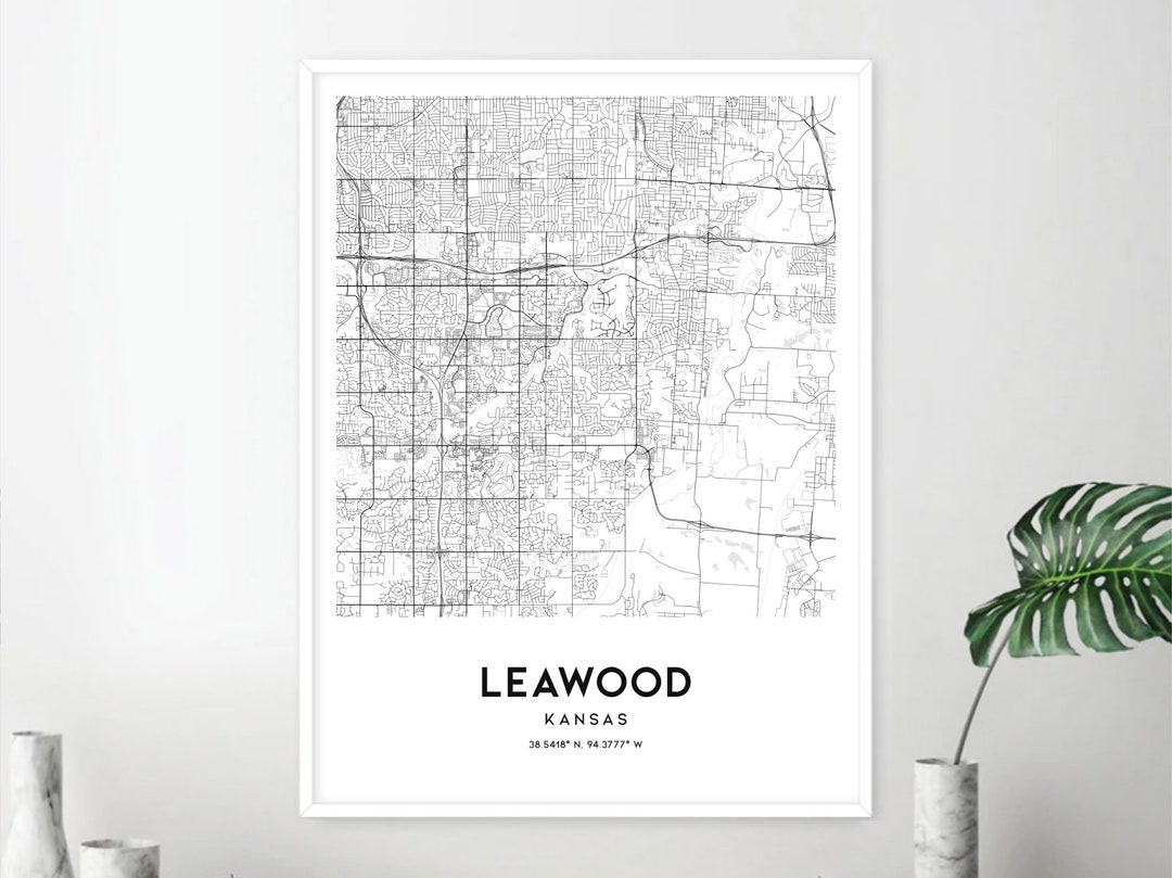 Leawood Map Print Leawood Map Poster Wall Art Ks City Map Kansas Il I91s 