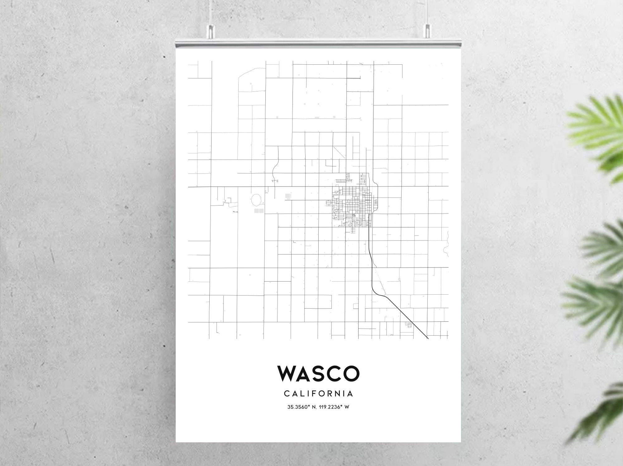 Wasco Map Print Wasco Map Poster Wall Art Ca City Map Etsy
