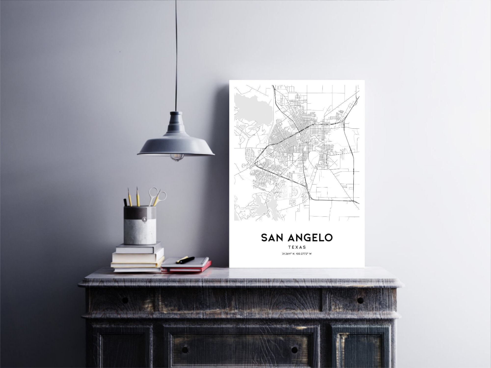 San Angelo Map Print San Angelo Map Poster Wall Art Tx City - Etsy