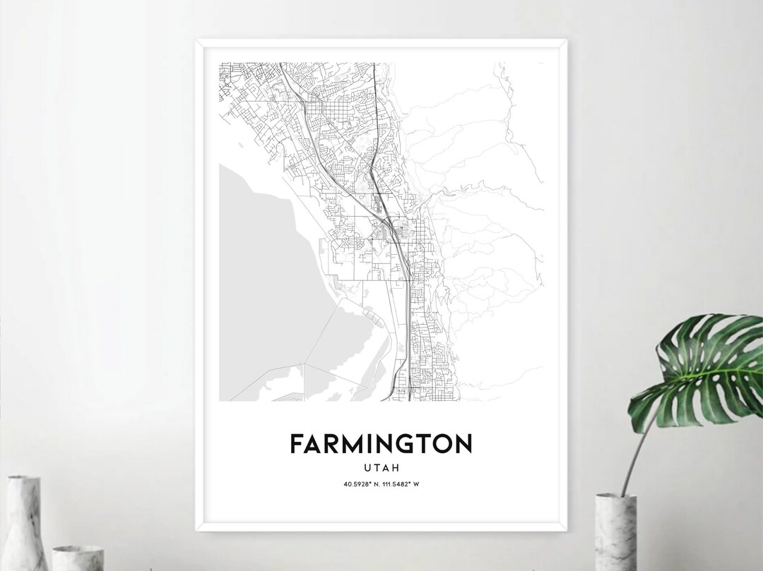 Farmington Map Print Farmington Map Poster Wall Art Ut City Etsy