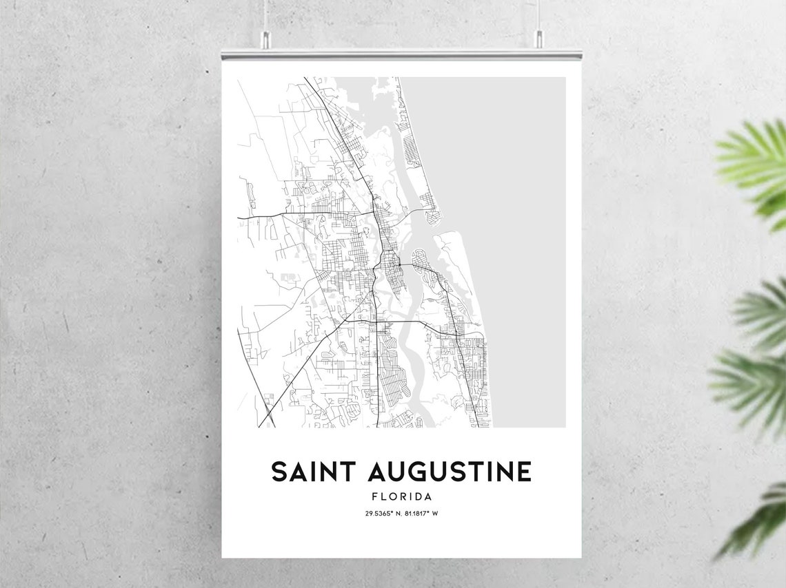 Saint Augustine Map Print Saint Augustine Map Poster Wall | Etsy