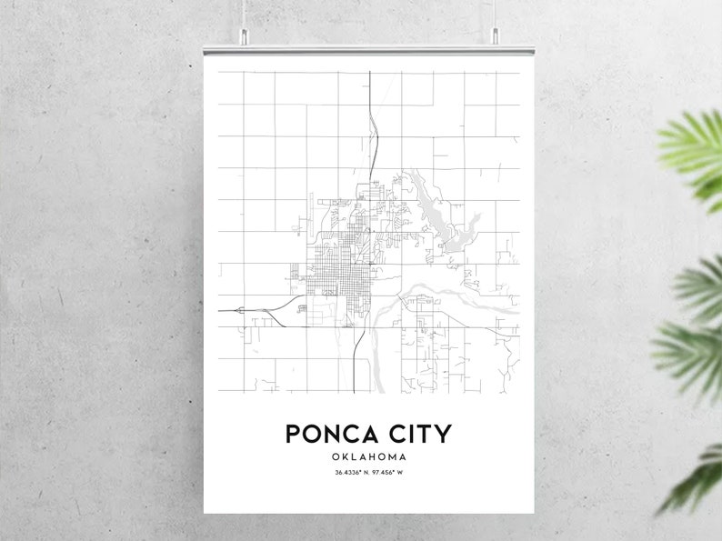Ponca City Map Print Ponca City Map Poster Wall Art Ok City Etsy