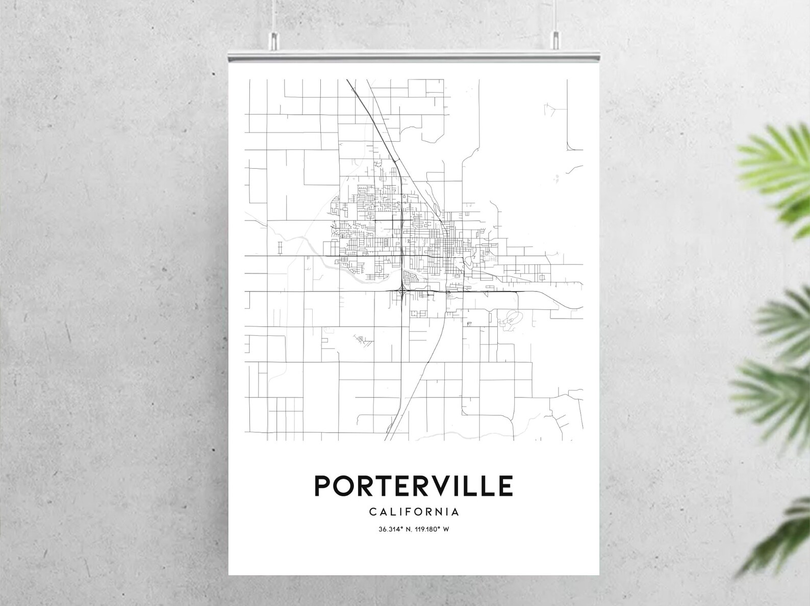 Porterville Map Print Porterville Map Poster Wall Art Ca | Etsy