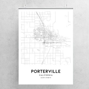 Porterville Map Print Porterville Map Poster Wall Art Ca | Etsy