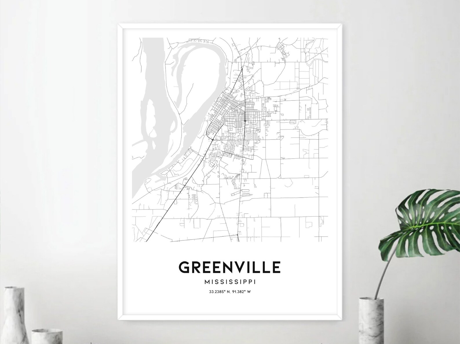 Greenville Map Print, Greenville Map Poster Wall Art, Ms City Map
