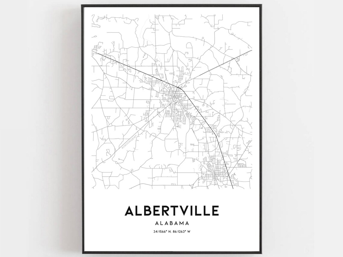 Albertville Map Print Albertville Map Poster Wall Art Al Etsy
