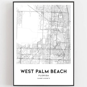 West Palm Beach Map Print, West Palm Beach Map Poster Wall Art, Fl City ...