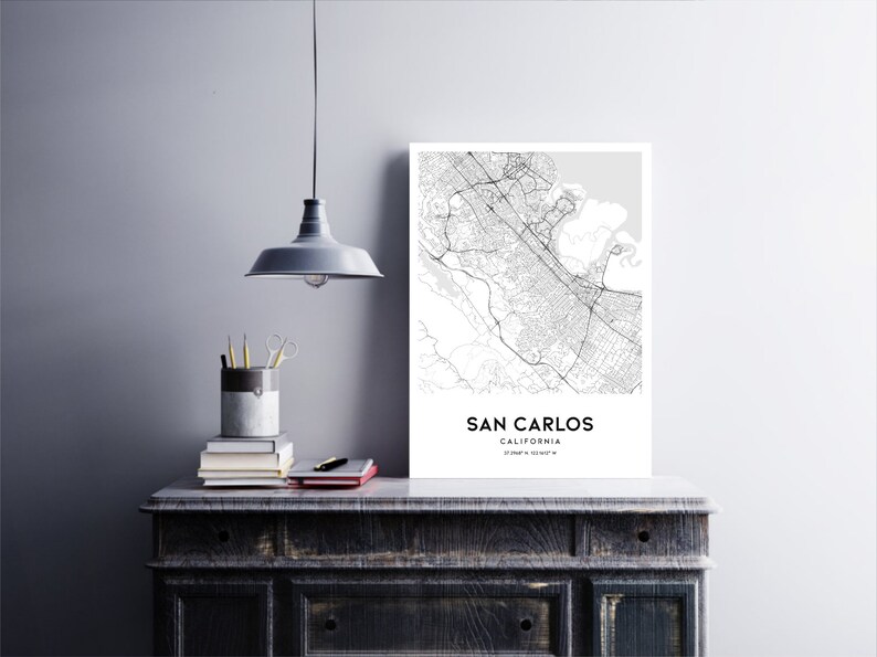 San Carlos Map Print San Carlos Map Poster Wall Art Ca City Etsy