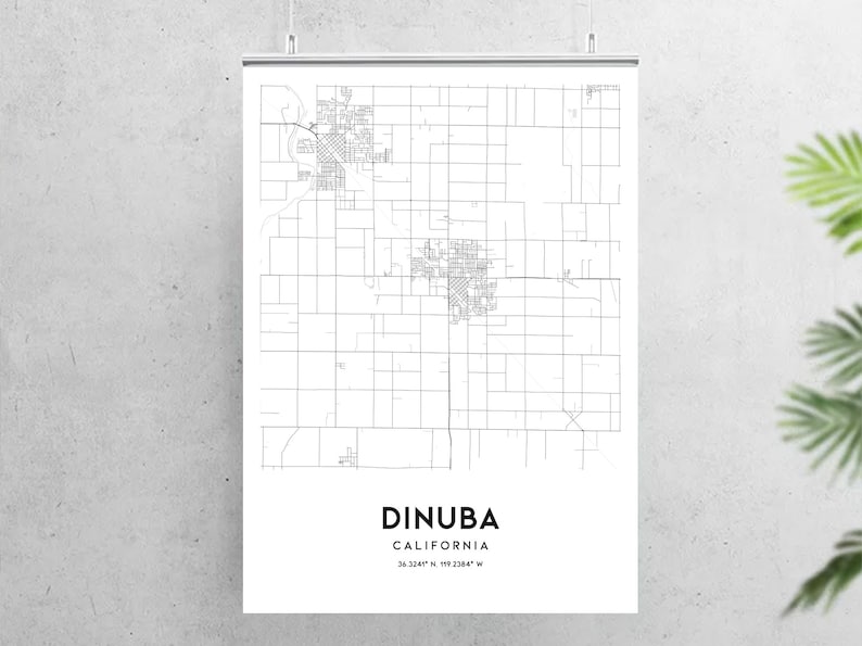Dinuba Map Print Dinuba Map Poster Wall Art Ca City Map Etsy