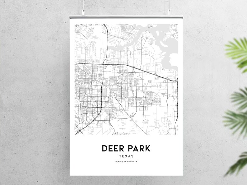 Deer Park Map Print Deer Park Map Poster Wall Art Tx City Etsy
