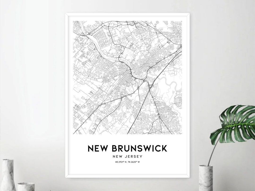 New Brunswick Map Print, New Brunswick Map Poster Wall Art, Nj City Map, New Jersey Print Street ...