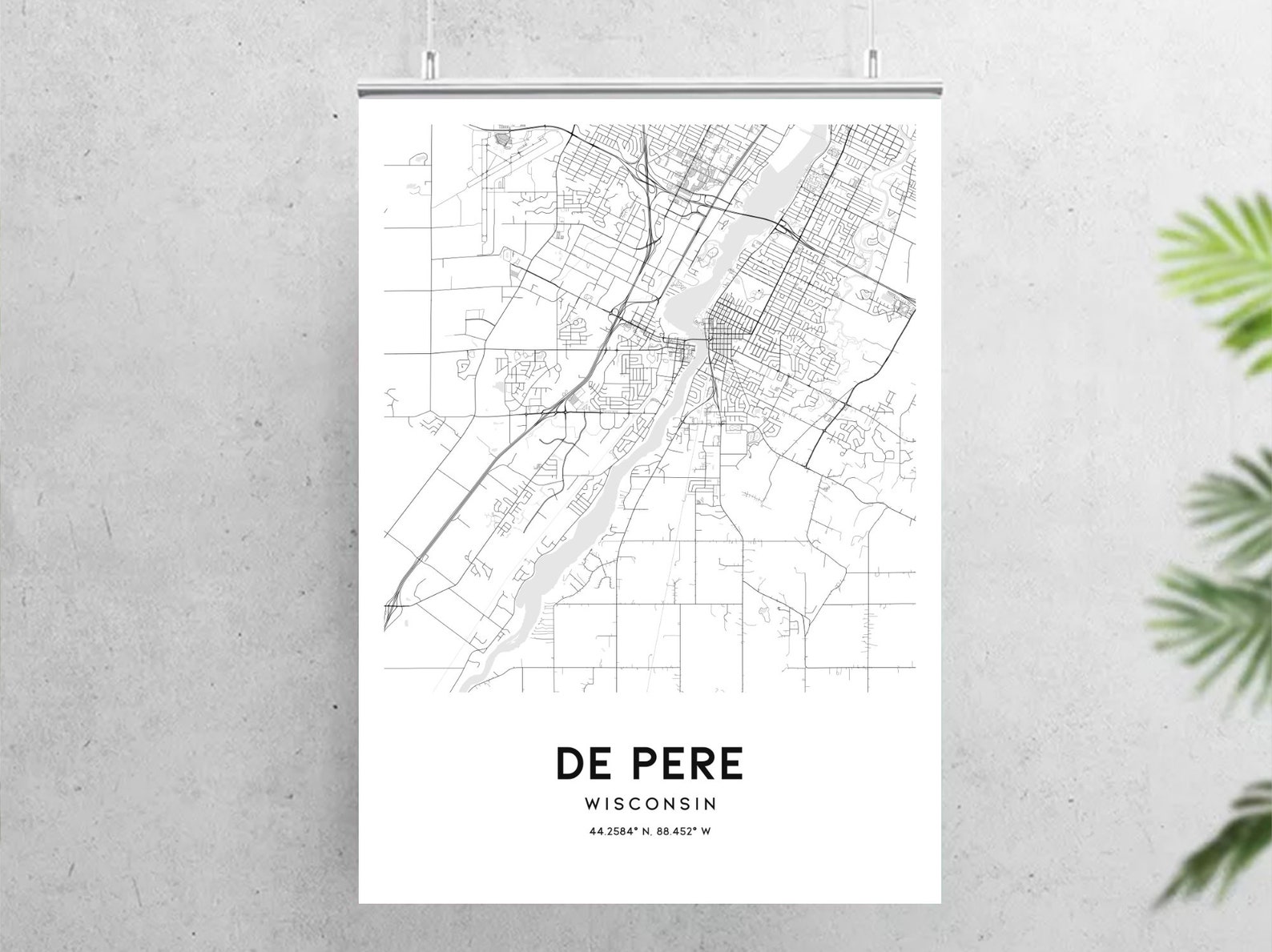 De Pere Map Print De Pere Map Poster Wall Art Wi City Map Etsy