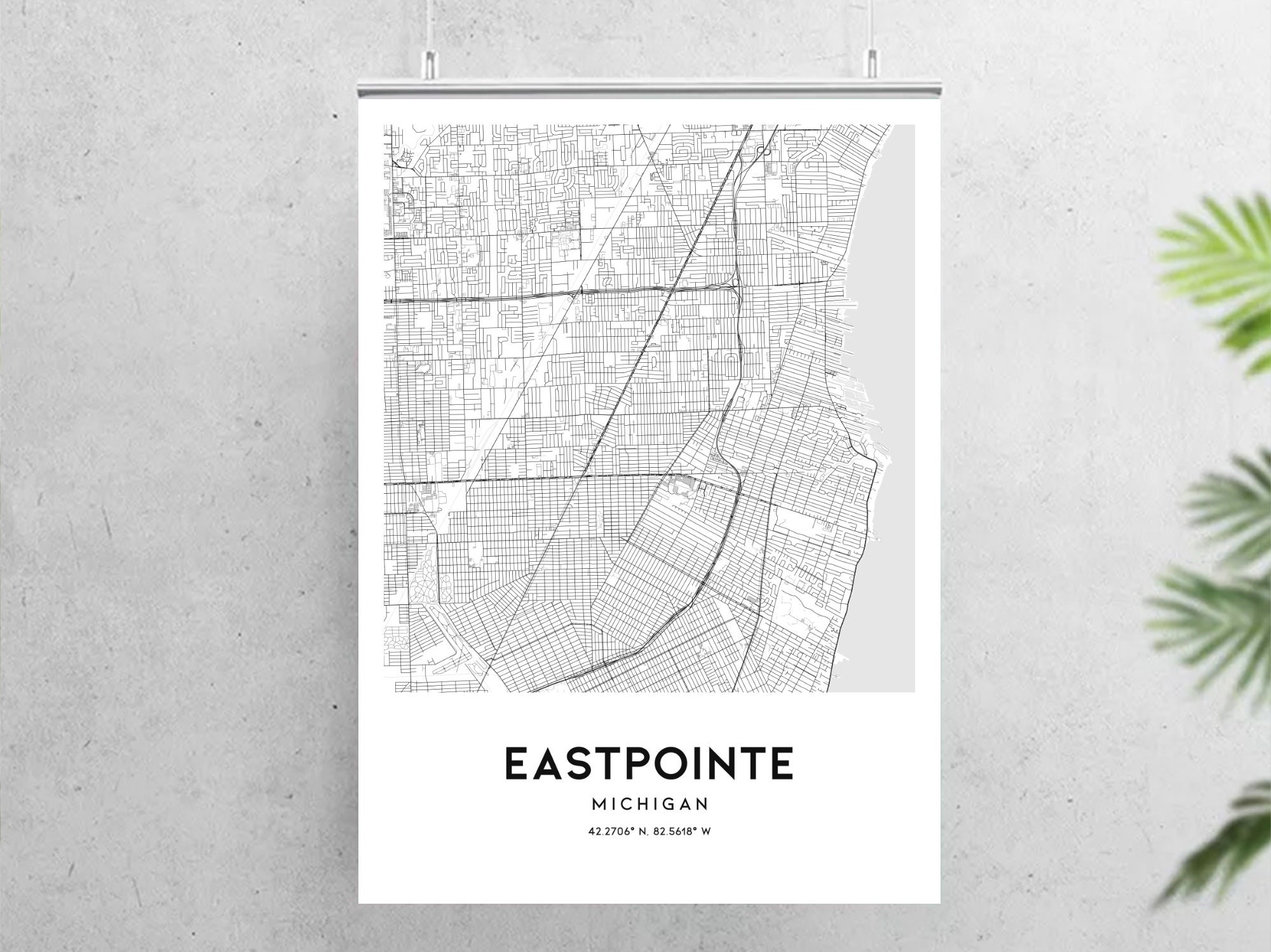 Eastpointe Map Print Eastpointe Map Poster Wall Art Mi City Etsy