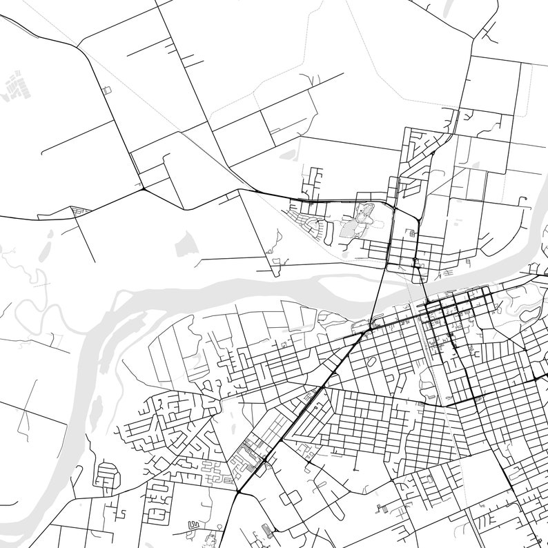 Bundaberg Map Print, Bundaberg Map Poster Wall Art, Bundaberg City Map