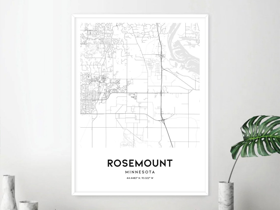 Rosemount Map Print, Rosemount Map Poster Wall Art, Mn City Map