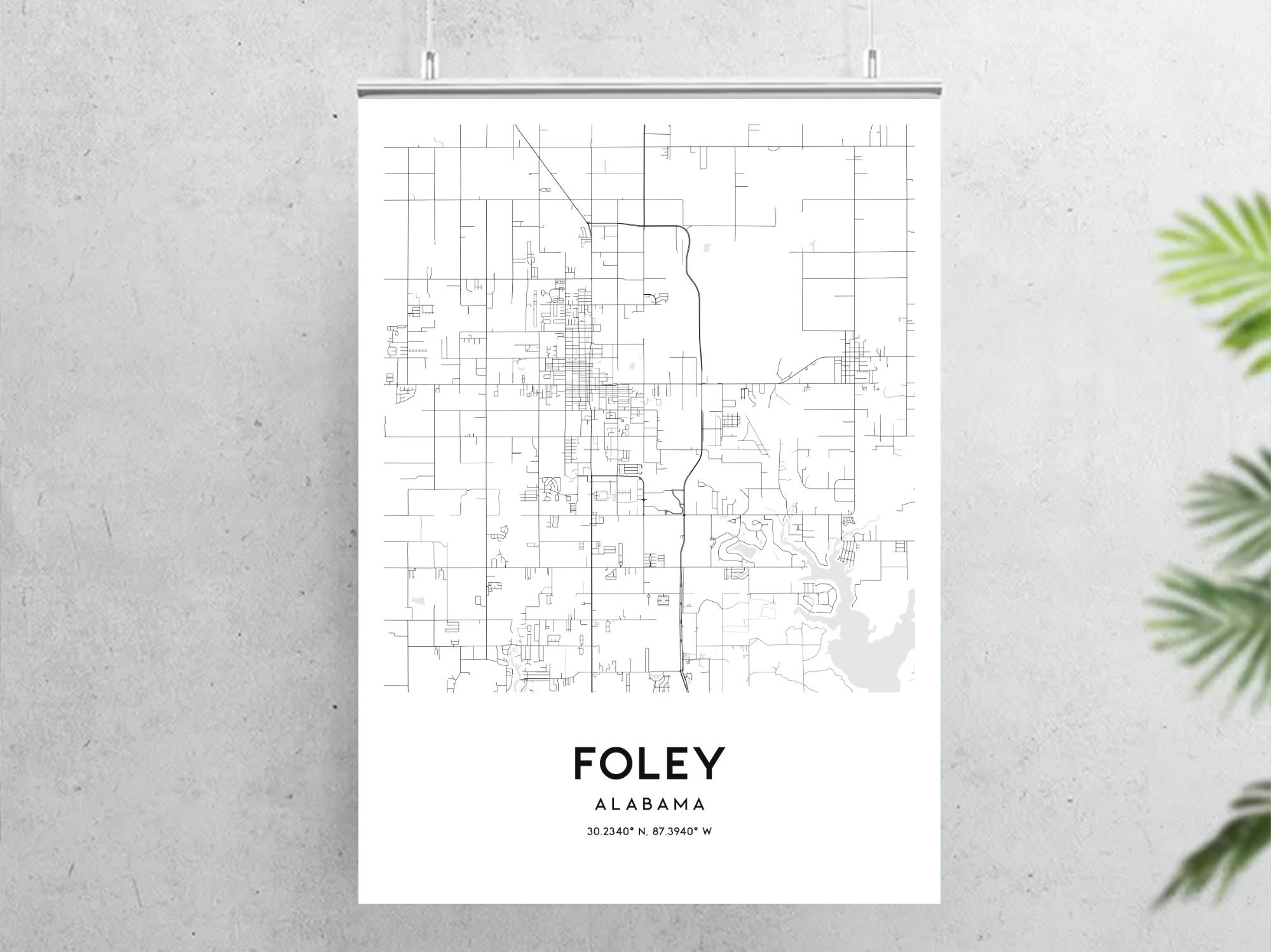Foley Map Print Foley Map Poster Wall Art Al City Map Etsy