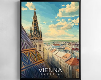 Vienna Print Austria Travel Wall Art Cityscape Illustration Poster